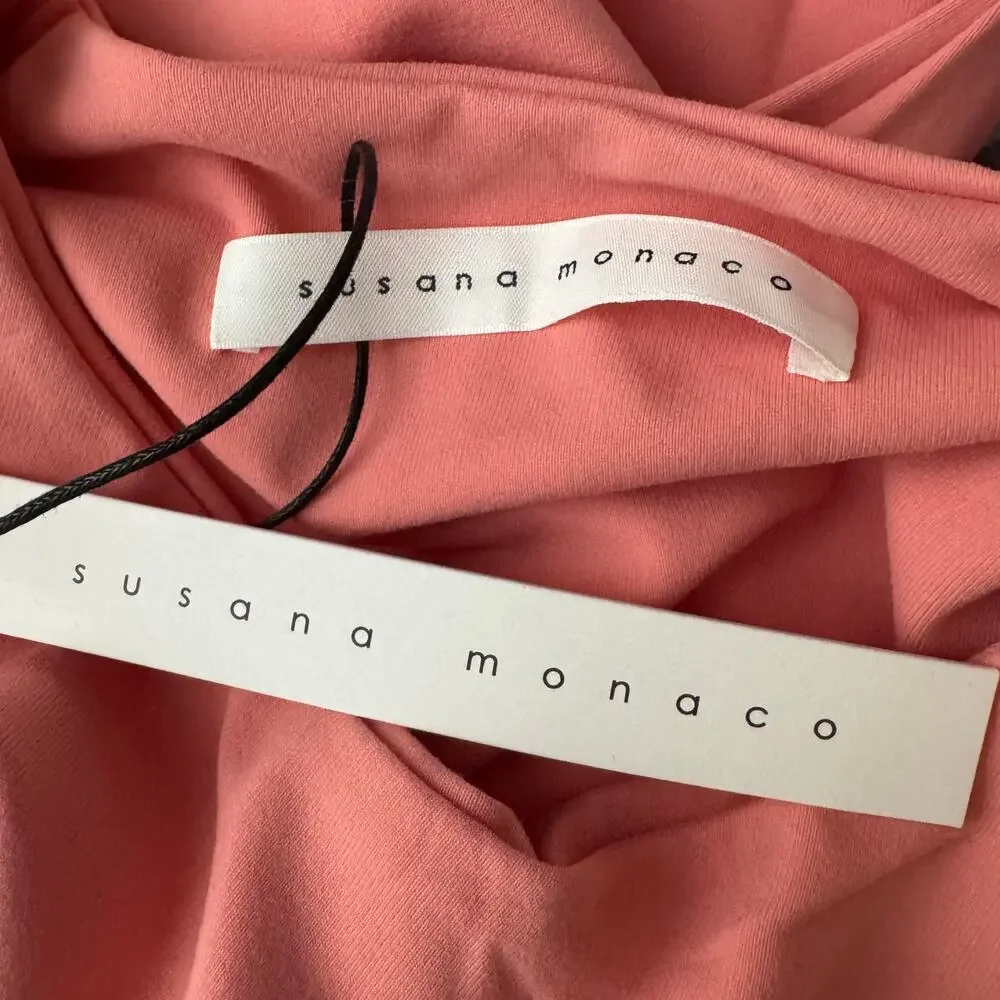 Susana Monaco Long Sleeves Stretch Crop Top Lotus NWT Size Medium